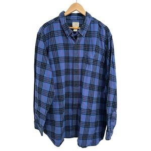 LL Bean Men’s Plaid Button-Down Shirt | Blue w/ Black & Red Plaid | Size 3XLT